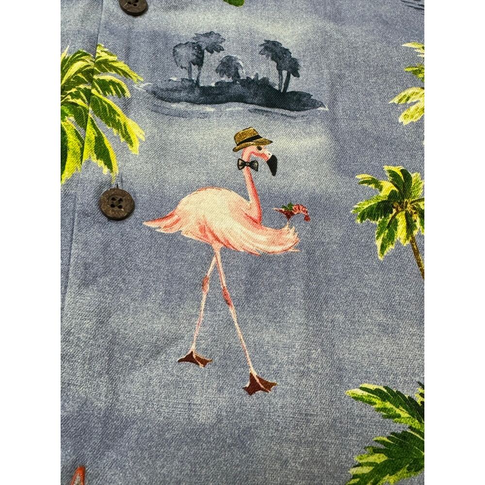 Tommy Bahama Men’s "Greetings From Florida" Flamingo Silk Hawaiian Shirt Size XL - Picture 8 of 14